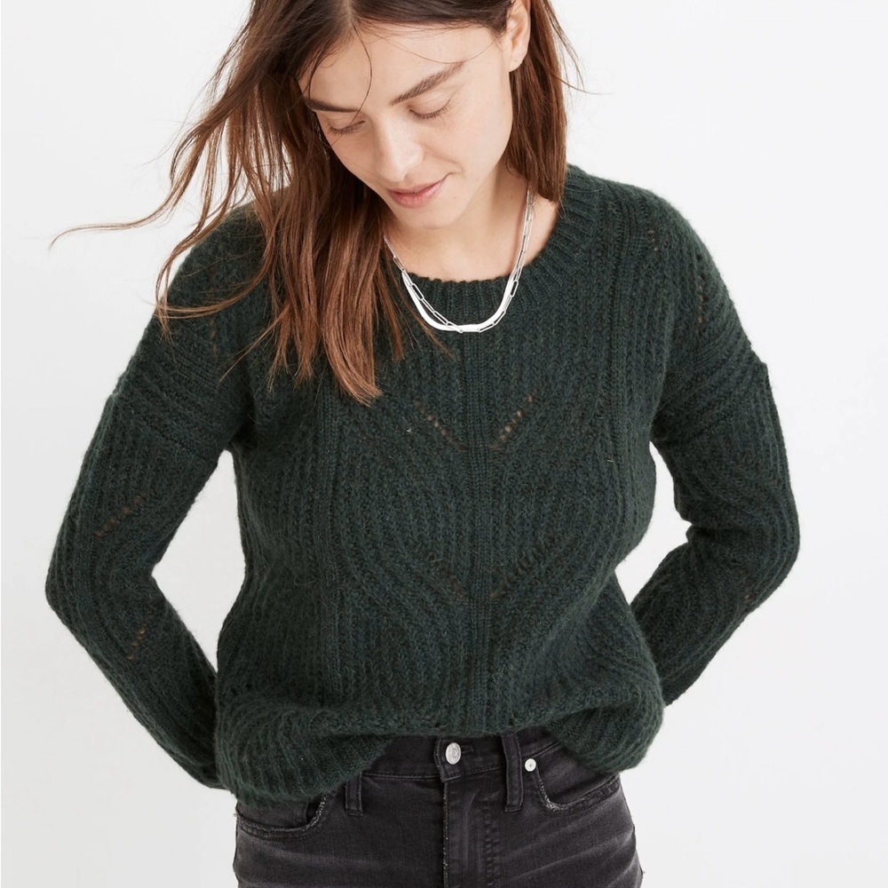 MADEWELL Charley Pullover Sweater Alpaca Heather Moss Green Knit Size XXS